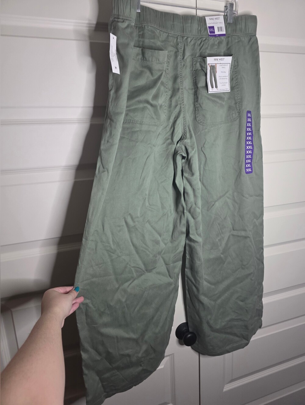 NWT Nine West XXL Womens Olive Lightweight Twill Wide Leg Pants - Picture 4 of 16